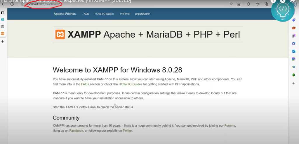 Apache started successfully