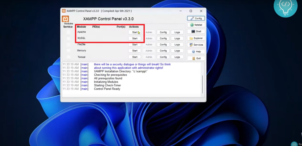  Start Apache And MySQL