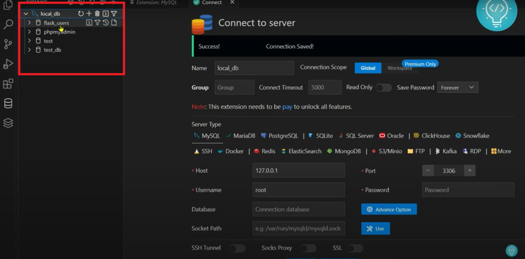 Database Connected mysql vscode