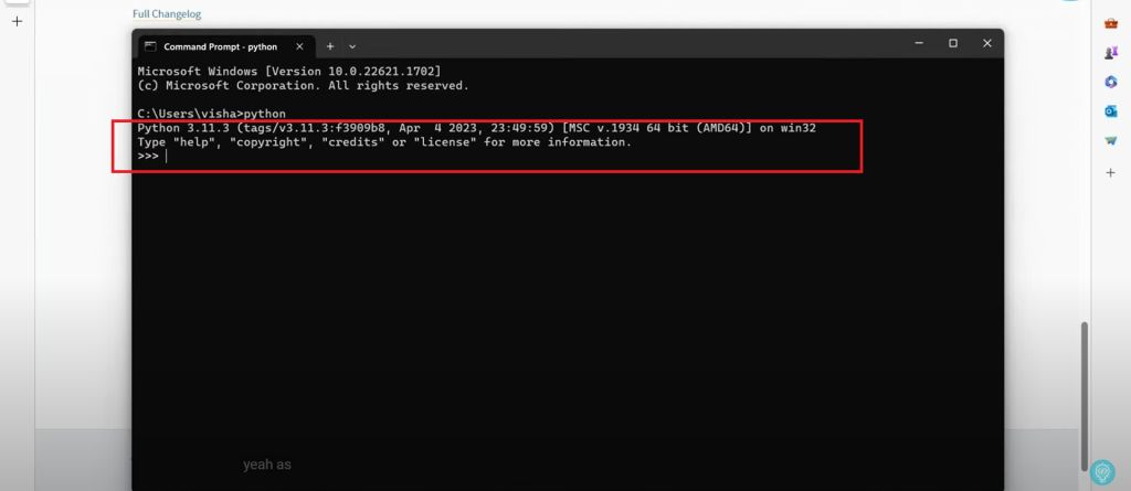 Python in Command prompt