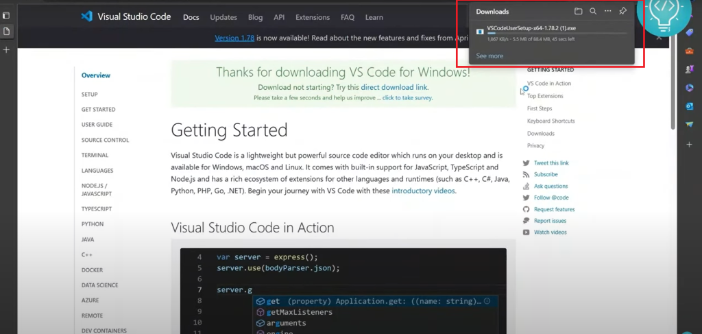Downloading VS Code
